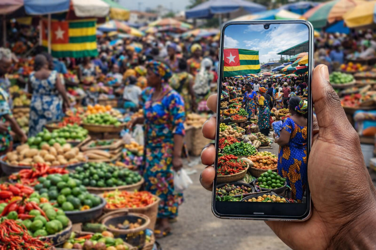 Marché togolais et commerçants utilisant Le Marchand